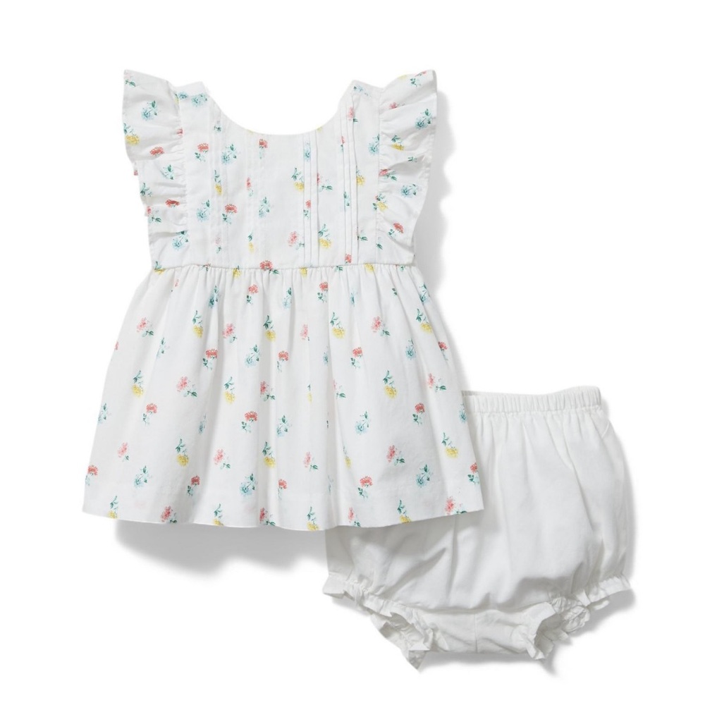 Janie and Jack 6-12 months baby girl floral ruffle sleeve white matching set